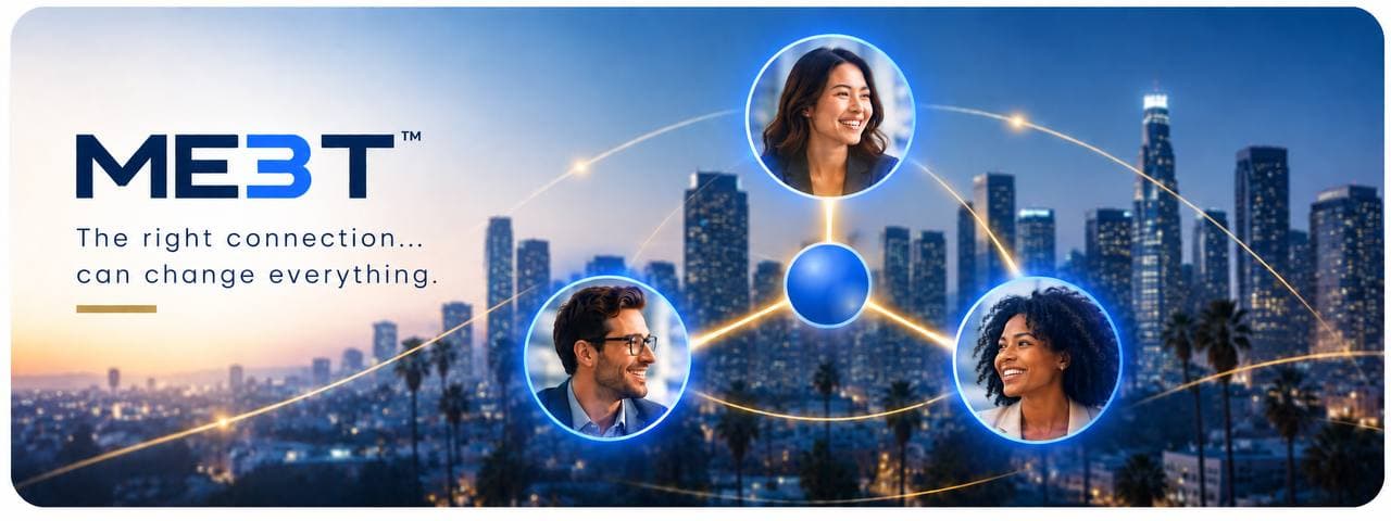 ME3T — The right connection can change everything. Three people connected over a city skyline.